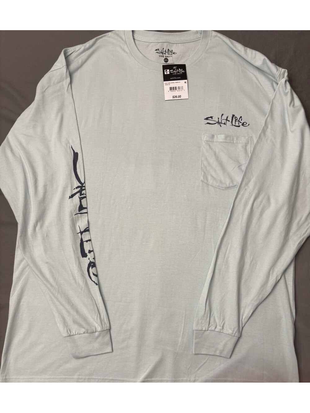 Salt Life 4 Wheel Fishin LS FREMI 2XL Light Blue Long Sleeve Graphic T-Shirt